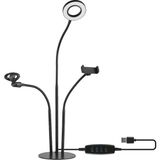 Sezy 3 In 1 Telefon Tutucu Tripod 3 Kademeli Mikrofon Standı USB Masa Lambası