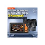 Sezy 3 Kameralı 10 Metre Endoskop Yılan Kamera Ip67 Su Geçirmez 4.3"Hd Ekranlı Ledli