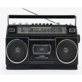 Sezy 555BT Boombox Bluetooth Nostaljik USB Sd Fm Radyo Kaset Çalar Kayıt Özellikli Müzik Play Hoparlör - Siyah