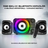 Sezy Ecco7 Bluetooth Mikrofonlu Hoparlör RGB 2+1 Ses Sistemi Gaming Bilgisayar Hoparlör