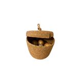 SFB EL YAPIMI JÜT MUTFAK MEYVE ATIŞTIRMALIK PATATES SOĞAN SEPETİ KAPAK DETAYLI BİTKİ HAVLU DEPOLAMA ORGANİZERİ HASIR SAKSI KUTU (HASIR)