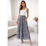 SFG Life Moda Asimetrik Kesim Etnik Desen Etek - Gri - XL