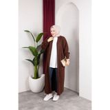 Sfg Life Moda Kadın Şal Yaka Oversize Triko Ve Sakallı Tüylü Hırka