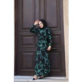 Sfg Life Moda KADIN YAZLIK TESETTÜR KUŞAKLI DOKUMA KUMAŞ ŞIK ELBİSE