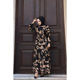 Sfg Life Moda Kadın Yazlık Tesettür Kuşaklı Dokuma Viskon Kumaş Şık Elbise Vizon 2XL