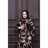 SFG Life Moda Kadın Yazlık Tesettür Kuşaklı Dokuma Viskon Kumaş Şık Elbise - Vizon - XL
