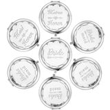SFHMTL 7'li Paket Kompakt Cep Makyaj Aynası Seti, 1 Gelin Aynası, 1 Baş Nedimeti Aynası 1 Matron of Honor Mirror ve 4 Nedime Aynası Düğün Nedime Teklifi Hediyeleri (Gümüş)