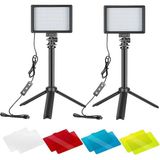 SFT-120C 2'li LED Panel Işık Seti Masaüstü Standlı Renkli Filtreli Vlog Yayıncı Işığı