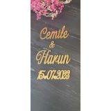 SG TASARIM Nişan Tepsi Isimleri Isteme Çiçeği Kutu Üzeri Isimleri Tarihli 8 Cm