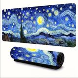 Sge Teknoloji 70X30 cm Van Gogh Yıldızlı Gece Tasarımı Kaydırmaz Taban Speed Yüzey Oyuncu Mouse Pad Gaming