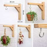 sgeteknoloji Doğal Ahşap Duvara Montaj Askı Aparatı – Balkon & Bahçe İçin Dekoratif Saksı Askısı 30 cm
