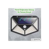 sgeteknoloji Solar Güneş Enerjili Beyaz Işık 100 Led Hareket Sensörlü 4 Taraflı Bahçe Garaj Ev Aydınlatma Lambası