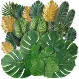 Sggvecsy 82 Parça 8 Çeşit Yapay Tropikal Palmiye Yaprakları Tropikal Yapraklar Monstera Yaprakları Safari Orman Yaprağı Hawaii Luau Parti Plaj Masası Düğün Duş Doğum Günü Tema Süslemeleri için Saplar