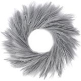 Sggvecsy Pampas Çim Çelengi 26 '' Sahte Pampa Çelengi Tüm Mevsimler için Yapay Pampa Çelengi Noel Dekoru Ön Kapı Çiftlik Evi Sonbahar Sonbahar Noel Bahar Çelenk Dekorasyonu (Gri)