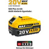 Sgs 20 Volt 4 Amper Yedek Akü Batarya Yüksek Güçte SGS Plus Akülü Aletlerle Uyumlu