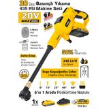 Sgs 20 Volt Akülü Yüksek Basınçlı Oto Araba Bahçe Yıkama Tabancası Seti