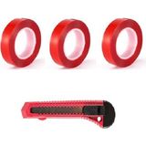 Sgs 3 Adet Çift Taraflı Vhb Bant Akrilik Silikon Şeffaf Bandı 18 mm x 2 mt + Maket Bıçağı