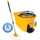 Sgs 4221 Tripton Pedallı Mikrofiber 360° Döner Başlıklı Mop ve Kova Paspas Temizlik Seti - Sarı