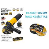 Sgs 5111 Avuç Taşlama 115 Mm 750 Watt Devir Ayarlı + Sgs İnox 115 Mm Kesici Taş 10 Adet