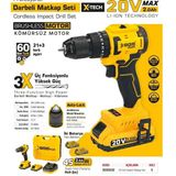 Sgs 5532 Akülü Darbeli Matkab Seti 20V 60Nm Tork 2.0Ah (Kömürsüz Motor)