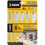 Sgs Ahşap Yaprak Matkap Ucu Seti - 6 Parça 10-12-16-18-20-25 Mm. - Gri