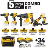 SGS Combo Set 5 Parça Darbeli Matkap Kırıcı Delici Matkap Avuç Taşlama Makinesi 500 Lümen Led Fener