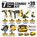 Sgs Combo Set 7 Parça (Darbeli Matkap/Kırıcı-Delici Matkap/Darbeli Somun Sıkma/Avuç Taslama Makinesi/Sunta Kesme/Led Fener)