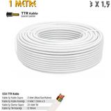 SGS Elektrik Tesisat Kablosu - 3x1.5 CCA TTR 24x0.18 - Beyaz - 1 mt.
