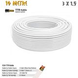 Sgs Elektrik Tesisat Kablosu - 3x1.5 Cca Ttr 24X0.18 - Beyaz - 10 Mt. - 10 Metre