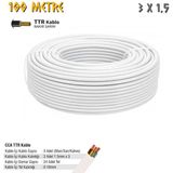 Sgs Elektrik Tesisat Kablosu - 3x1.5 Cca Ttr 24X0.18 - Beyaz - 100 Mt. - 100 Metre