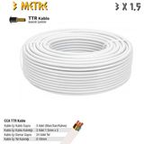 Sgs Elektrik Tesisat Kablosu - 3x1.5 Cca Ttr 24X0.18 - Beyaz - 3 Mt. - 3 Metre
