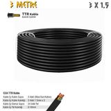 Sgs Elektrik Tesisat Kablosu - 3x1.5 Cca Ttr 24X0.18 - Siyah - 3 Mt. - 3 Metre