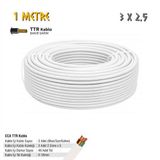 SGS Elektrik Tesisat Kablosu - 3x2.5 CCA TTR 48x0.18 - Beyaz - 1 mt.