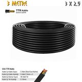 Sgs Elektrik Tesisat Kablosu - 3x2.5 Cca Ttr 48X0.18 - Siyah - 3 Mt. - 3 Metre