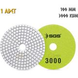 Sgs Elmas Polisaj Pedi Mermer-Granit-Fayans - Islak - 3000 Kum - 1 Adet - Açık Sarı - 100 mm.