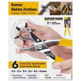 SGS Kemer Delme Zımbası Delik Açma Pensesi - 6 Delik 2-4.5 mm Arası - 9"/225 mm.