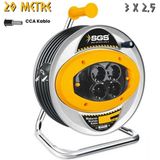 Sgs Metal Makaralı Uzatma Kablosu Cca 3x2.5 - Dörtlü Priz - 20 Mt. - Gri