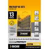 Sgs Profesyonel HSS Metal Matkap Ucu Seti 13 Parça 280 W Güçlü Performans ve Yüksek Hassasiyet