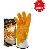 Sgs Protect Sport-10 Eldiven, 6 Adet, Latex Kaplı, 10XL, Beyaz-Sarı - 10 XL Eldiven