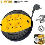 Sgs Saklı Kablolu Makaralı Uzatma Kablosu Siyah Cca 3x1.5 - 4 Priz - 5 Mt. - 3x1.5 - CCA Kablo