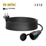SGS Sgs Kauçuk Uzatma Kablosu Cca 3x1.5 - Tekli Dişi Priz - 50 Mt. Siyah