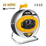 SGS Sgs Metal Makaralı Uzatma Kablosu Cca 3x2.5 - Dörtlü Priz - 20 Mt. Gri