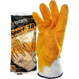 Sgs Sport - 10 Latex Kaplı Örme Eldiven - 10 XL Beyaz - Sarı - Sarı - Beyaz