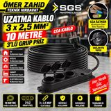 Sgs Uzatma Kablo 2,5 X 10 Metre 3 Lü Grup Priz