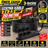 Sgs Uzatma Kablo 2,5 X 20 Metre 3 Lü Grup Priz