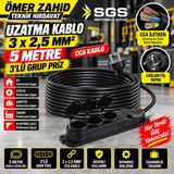 Sgs Uzatma Kablo 2,5 X 5 Metre 3 Lü Grup Priz