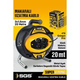 Sgs2130 3X1,5Mm 20 Metre Makaralı Uzatma Kablo 4 Lü Priz