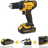SGS5248 - 20 Volt 1.5 Amper Akülü Şarjlı Darbeli Matkap Vidalama Seti Çift Akülü