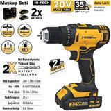 SGS5249 - Darbesiz 20 Volt 1.5 Amper Akülü Matkap Vidalama Seti Çift Akülü 35 Nm Tork - Hırdavat