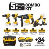 Sgs5451 Combo Set 5 Parça (Darbeli Matkap/Kırıcı-Delici Matkap/Avuç Taslama Makinesi/Darbeli Somun Sıkma/Led Fener)
